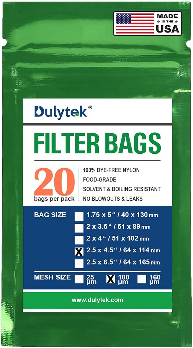 Dulytek Premium Nylon 20 Pcs Filter Bags, 100 Micron, 2.5" x 4.5", by Dulytek