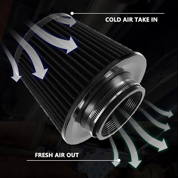 3-inch Cold Air Intake Filter 76mm, High Performance Clamp-On Engine Intake Air - Image 5