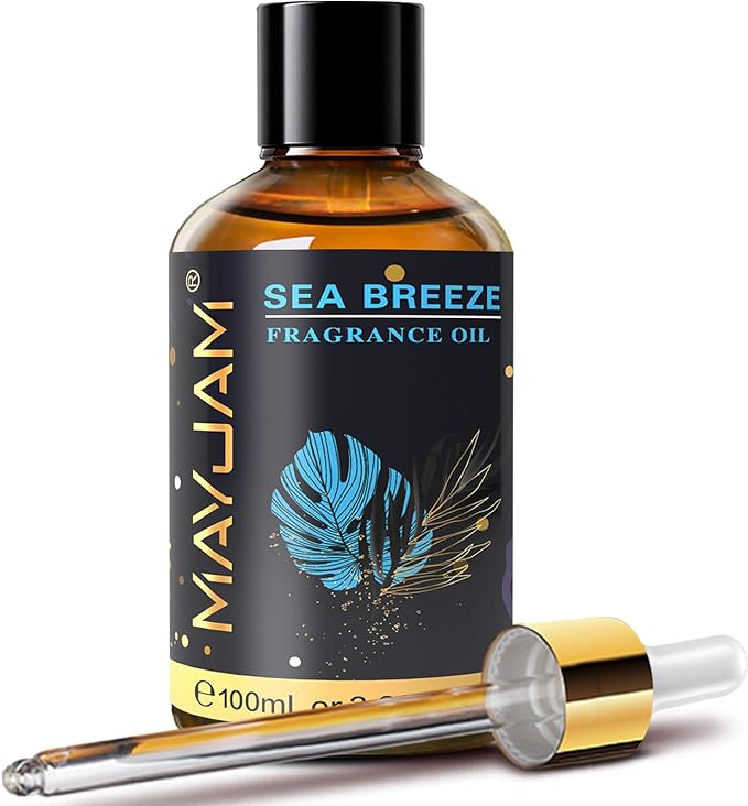 MAYJAM 100ML/3.38FL.OZ Sea Breeze Fragrance Oils with Glass Dropper, Essential Oils for Diffusers for Home, Long Lasting Scented Oils for Diffusers Soap Candle Making