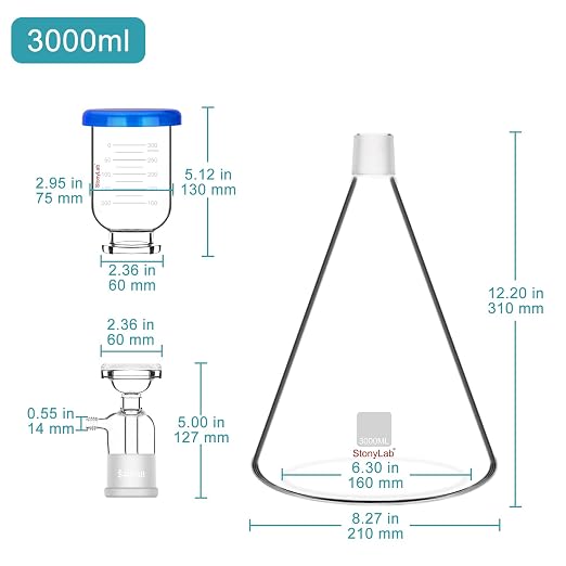 stonylab Glass Filtration Apparatus, Borosilicate Glass Vacuum Filtration - Image 2