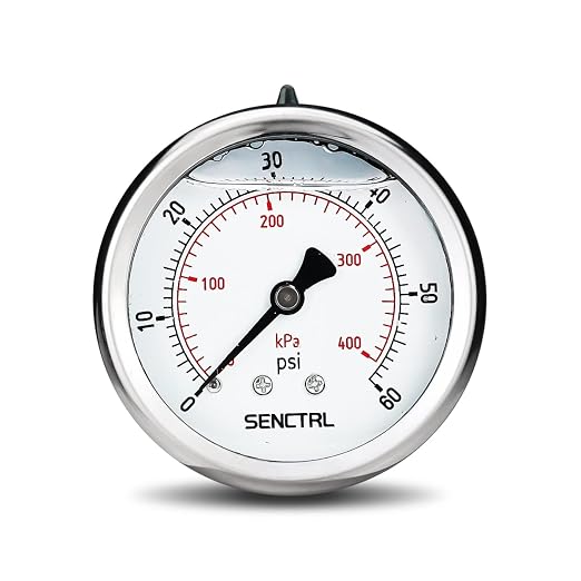 SENCTRL 0-60 Psi Glycerin Liquid Filled Low Pressure Gauge, 2.5" Dial Size by senctrl