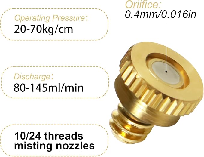 KUWAN 0.016" Orifice Thread UNC 10/24 Brass Misting Nozzles Low Pressure - Image 2