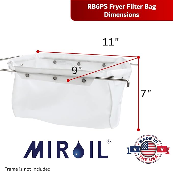 MirOil RB6PS EZ Flow Deep Fryer Oil Filter Bag – Reusable Grease Strainer to - Image 5