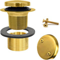 LXLTOUS Brushed Gold Toe Tap Bathtub Trim Set with Two-Hole Overflow Faceplate, Replacement Brass Tub Drain Kit with 2-Hole Overflow Cover and Universal Fine/Coarse Thread, Fits 1-3/8" and 1-1/2"