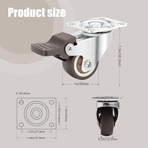 Nefish 4 Pack 1" Small Caster Wheels - Image 2