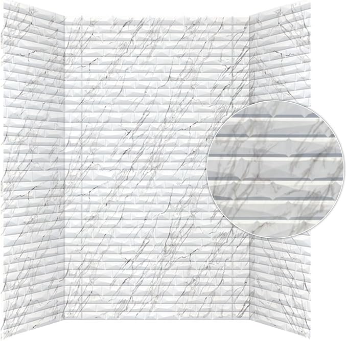 From Plain To Beautiful In Hours 133-640-VISTA-KIT Vista Tub and Shower Wall Panels Surround (Covers/ 96 sq. ft.), Marble, 1 Piece