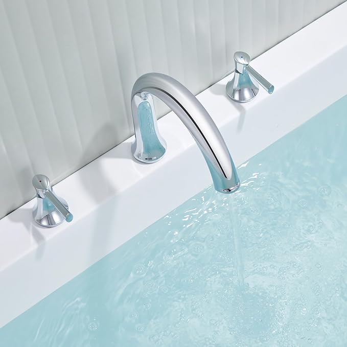 Roman Tub Faucet Deck Mount Tub Filler 2 Handles Polished Chrome Bathtub Faucet Brass Bathroom Faucet