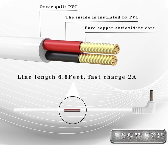 12V Power Cord Replacement for Levoit Core Mini Air Purifier, 6.6ft Charger - Image 3