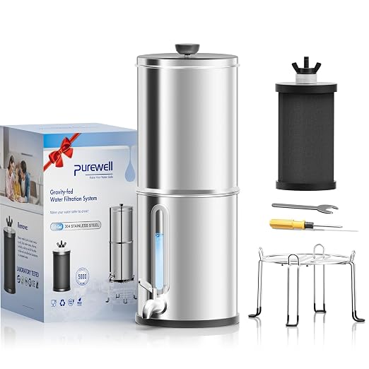 Purewell 1.0 Gallon Portable Gravity Water Filter System, 3-Stage 0.01μm by Purewell