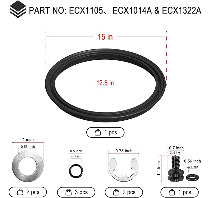 Generic Pool Filter Diaphragm Gasket ECX1105, Shaft kit ECX1014A and - Image 3