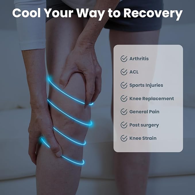 Knee Ice Pack Wrap - Adjustable Ice Pack for Knees Surgery, Replacement, Arthritis Pain, ACL, Sports Injuries, Post Surgery, for Long Duration - 2 Pack