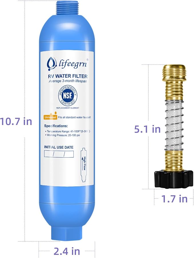 lifeegrn RV Water Filter with Hose Protector, Inline Water Filter, Chlorine and - Image 5