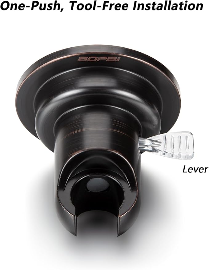 BOPai Suction Cup Shower Head Holder for Handheld Shower – No Drill, for Smooth Surfaces Only, Vertical Mount Only, Oil Rubbed Bronze