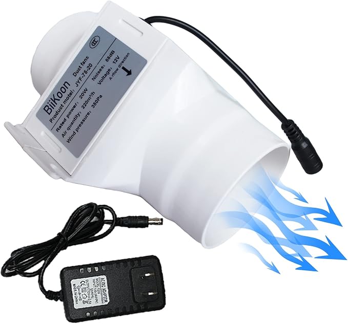 3“ Inline Duct Fan 12V 20W Inline Exhaust Blower Plastic Air Extractor Booster by Unknown