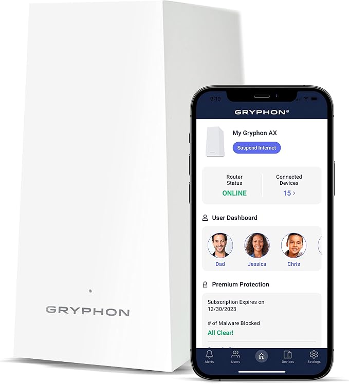Gryphon AX – Ultra-Fast Mesh WiFi 6 Parental Control Router – Advanced Content by GRYPHON