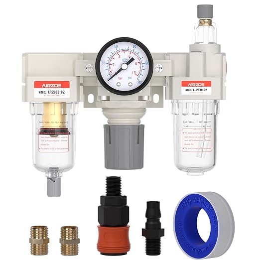 AIRZOE 1/4” NPT Air Compressor Filter, Regulator and Lubricator Combos FRL by AIRZOE