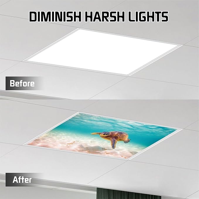 2 Pack Fluorescent Light Covers 4 X 2 Feet Sea Turtle Magnetic Light Cover - Image 5
