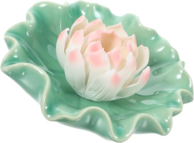 Creative Lotus Ceramic Incense Stick Holder Tray Handmade Lotus Base Incense by CONGARTENO