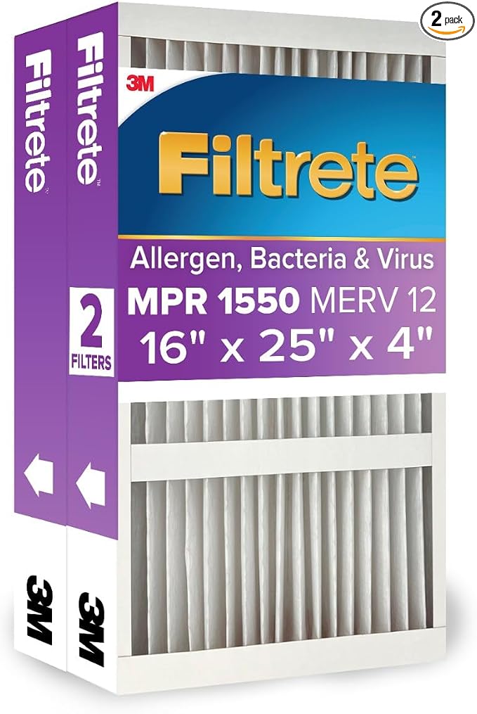 Filtrete 16x25x4 AC Furnace Air Filter, MPR 1550, MERV 12, Fits Lennox & by Filtrete