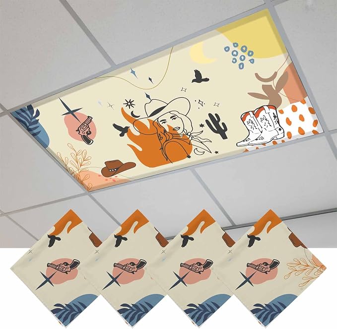 Fluorescent Light Covers for Ceiling Lights Boho Abstract Geometric Magnetic by Home+L6