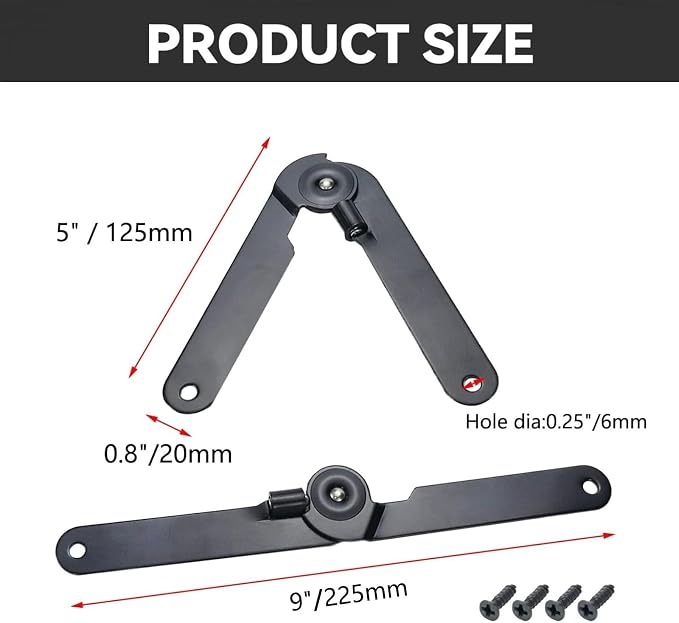 2 Pcs 180 Degree Rotatable Support Hinges, 9 Inch Folding Lid Support Hinges - Image 2