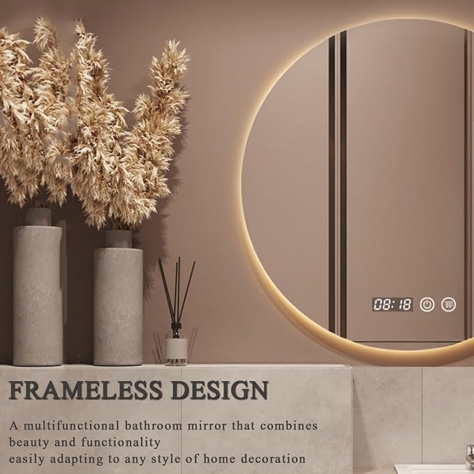 LTSRLL Frameless Illuminated LED Bathroom Wall Mirror - Image 3