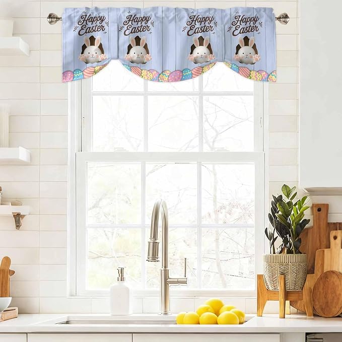 Blue Easter Tie Up Valance Curtains - Image 9