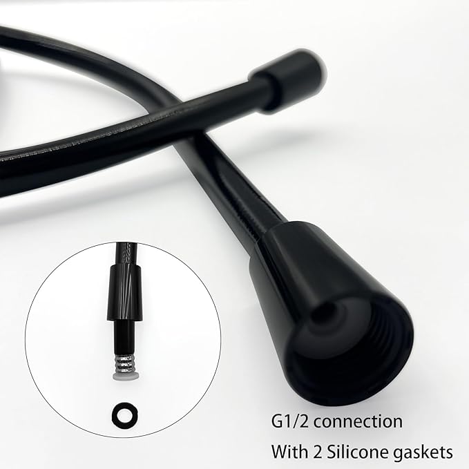 Replacement Shower Hose for RV Camper 6in Flexible & Kink-Free Heavy Duty PVC Lead-Free Black