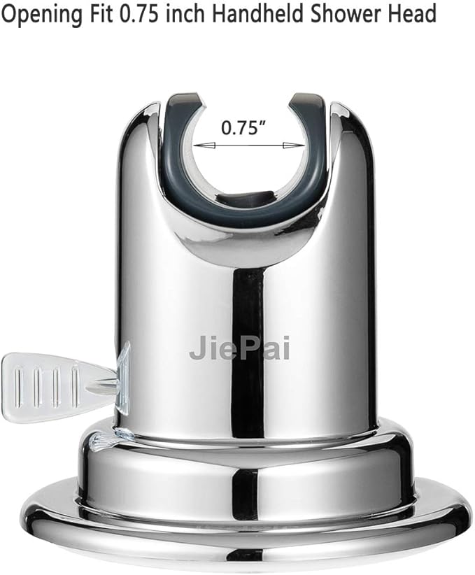 JiePai Vacuum Suction Cup Shower Head Holder,Adhesive Adjustable Suction Handheld Shower Holder Bracket,Removable Wall Mount Holder for Bathroom,Chrome