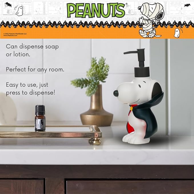 Peanuts Snoopy Vampire Soap/Lotion/Hand Sanitizer Resin Pump Dispenser, 14.81 Ounces, (Officially Licensed Product) by Franco Collectibles