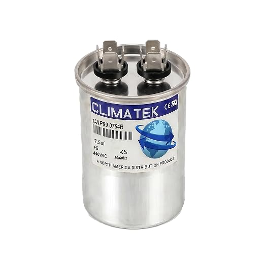ClimaTek 7.5 MFD 370/440 Volt VAC Run Round Capacitor CAP99-0754R by ClimaTek