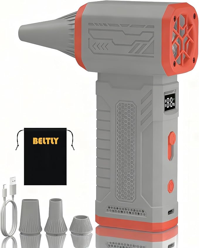 Compressed Air Duster, 130K RPM Powerful Cordless Electric Mini Blower by BELTLYAirDusterCarVacuum