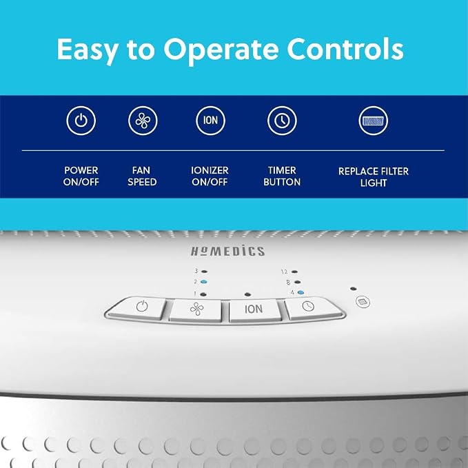 Homedics TotalClean Desktop Air Purifier – 360-Degree HEPA Filter - Image 5