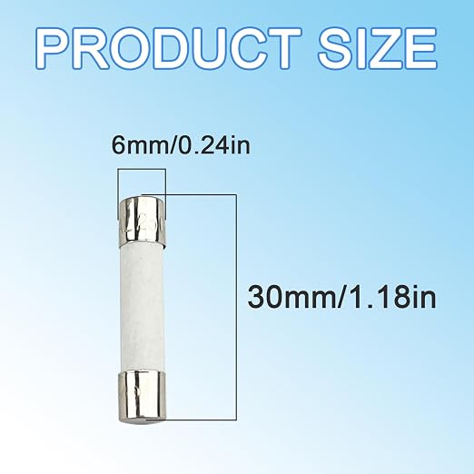5-Pack 6×30mm 250V 12A Fast-Blow Ceramic Fuse – Quick-Acting Replacement Fuse - Image 2
