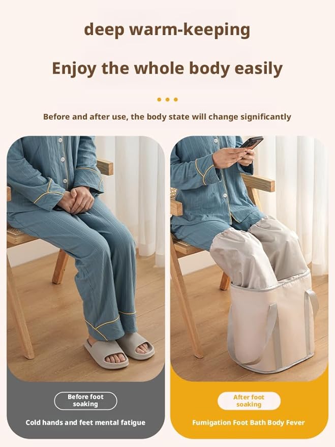 Portable Foot Spa Bath Bucket - 3-in-1 Steaming, Soaking & Fumigation with 4 Support Rods & 4-Layer Heat Lock,Tub Foldable Water Bucket for Travel，The Ideal for her, mom, and Girlfriend