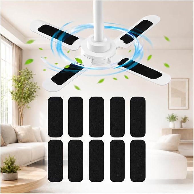 10 Pack Ceiling Fan Blade Air Filters, Washable Reusable Dust Catcher Pads by Binazon