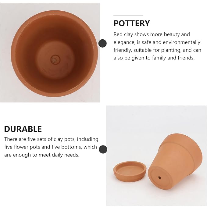 5pcs Red Clay Succulent Pots - Image 9