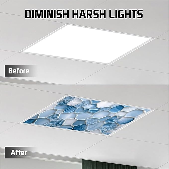 2 Pack Fluorescent Light Covers 4 X 2 Feet Blue Glass Magnetic Light Cover - Image 5