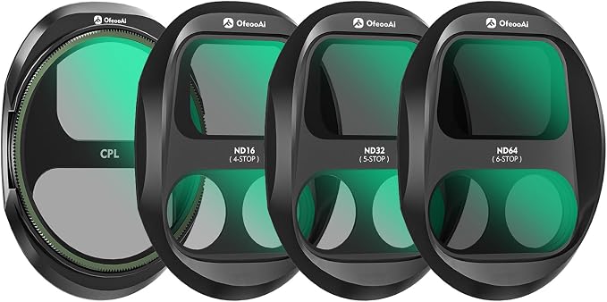 4-Pack Filter Kit for DJI Mavic 4 Pro, Combo of CPL ND8 ND32 ND64 Lens by OfeooAi