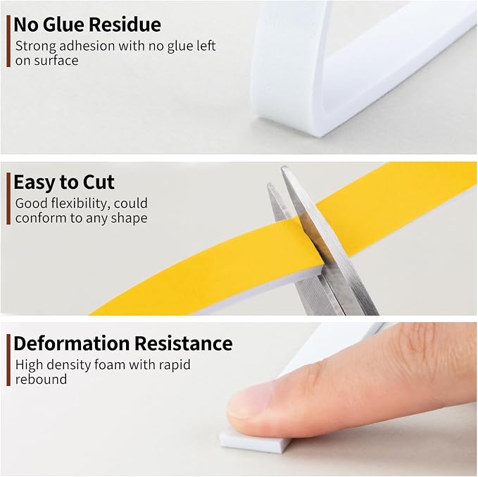 Yotache Weather Stripping Door Seal Strip White 3/8" x1/8", 50Ft Total - Image 5