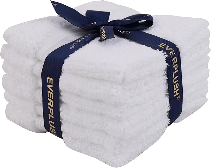 Everplush Youth Style Wash Cloth 6-Piece Combo - Cotton Combined with Microfiber, Strong Absorption, Soft, Fluffy, Skin-Close Cotton, Durable, Multi-Purpose