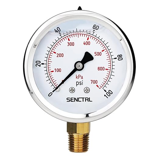SENCTRL 0-100 Psi Glycerin Liquid Filled Low Pressure Gauge, 2.5" Dial Size by senctrl