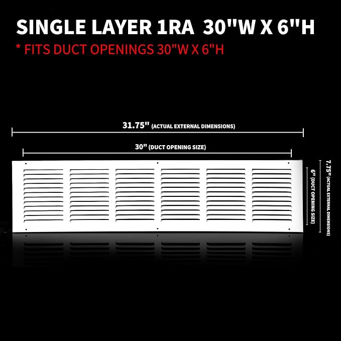 30x6 Return Air Grille, Air Return Vent Cover, Flat Vent Cover, Rejillas De - Image 3