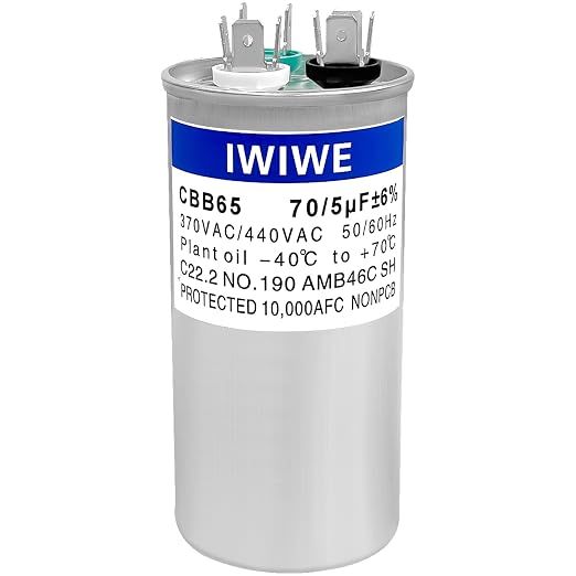 IWIWE 70+5 uF ±5% 370/440VAC CBB65/CBB65B Dual Run A/C Capacitor by IWIWE