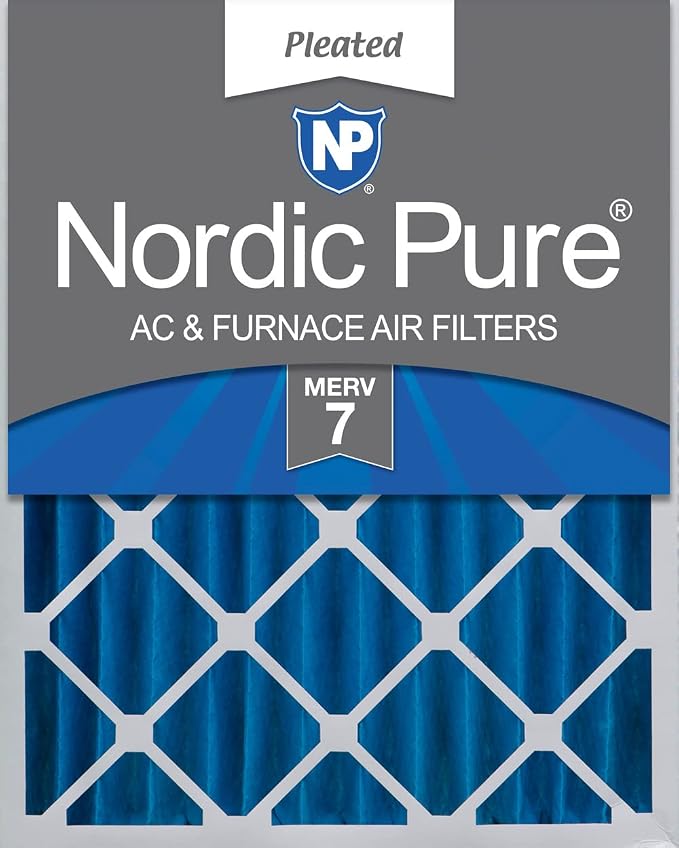 Nordic Pure 16x20x4 Pleated MERV 7 Air Filter 1 Pack by NordicPure