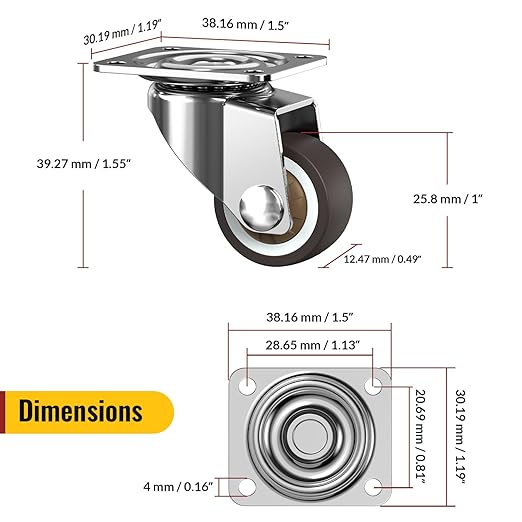 HOLKIE 1 inch Small Caster Wheels - Image 2