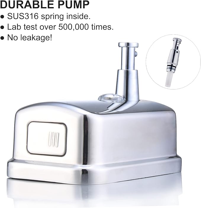 Commercial Soap Dispenser Wall Mount Stainless Steel Manual Liquid Pump Rust-Proof Leak Free for Bathroom (17 fl oz / 500ml)