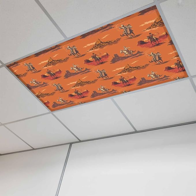 Cowboys Horses 1 Pc Fluorescent Light Cover 4 x 2 Feet, Desert Ethnic Winds - Image 2