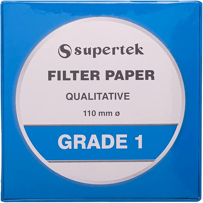 Supertek Filter Paper, Qualitative, Grade 1, 110 mm Pack of 100 Sheets by Supertek