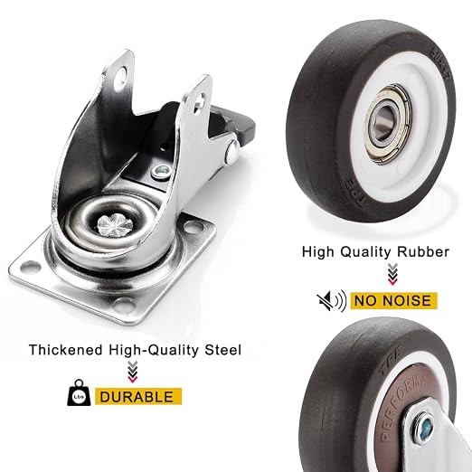 8Pcs 1.25" Small Caster Wheels, Low Profile 360 Degree Swivel Casters, Little - Image 6